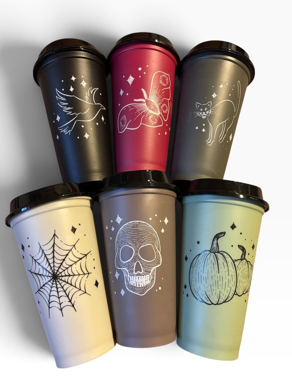 Starbucks Halloween Illustration Reusable Cups & Lids- Set of 6